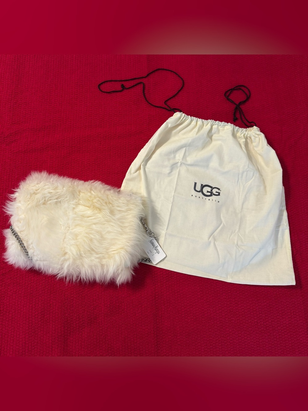UGG Cream Shearling Chain Shoulder Bag